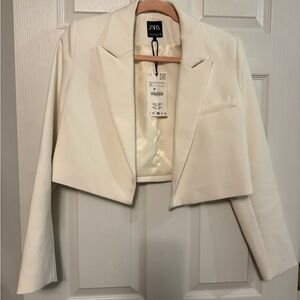 Zara Cream Cropped Blazer